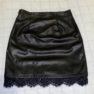 Leather skirt , lace trim 🖤